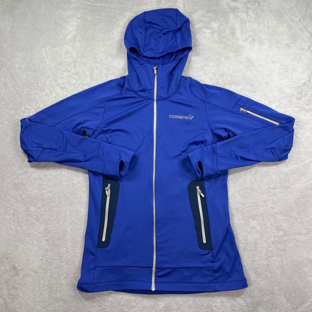 Norrona Falketind Power Grid Hood Jacket Women Medium Royal Blue Polartec Alpine